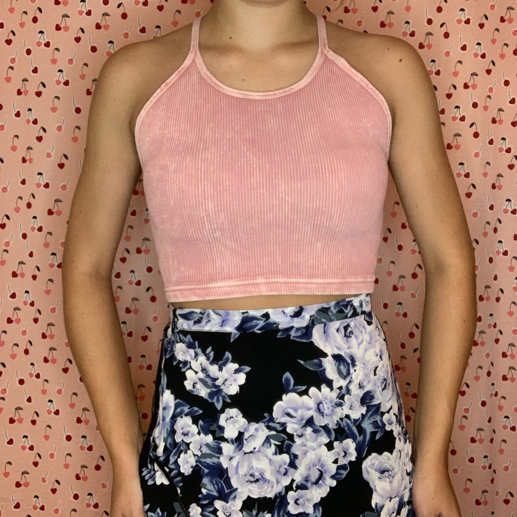 Free People Light Pink Crop Tank Top Size Medium/Large But Fits Like A Small